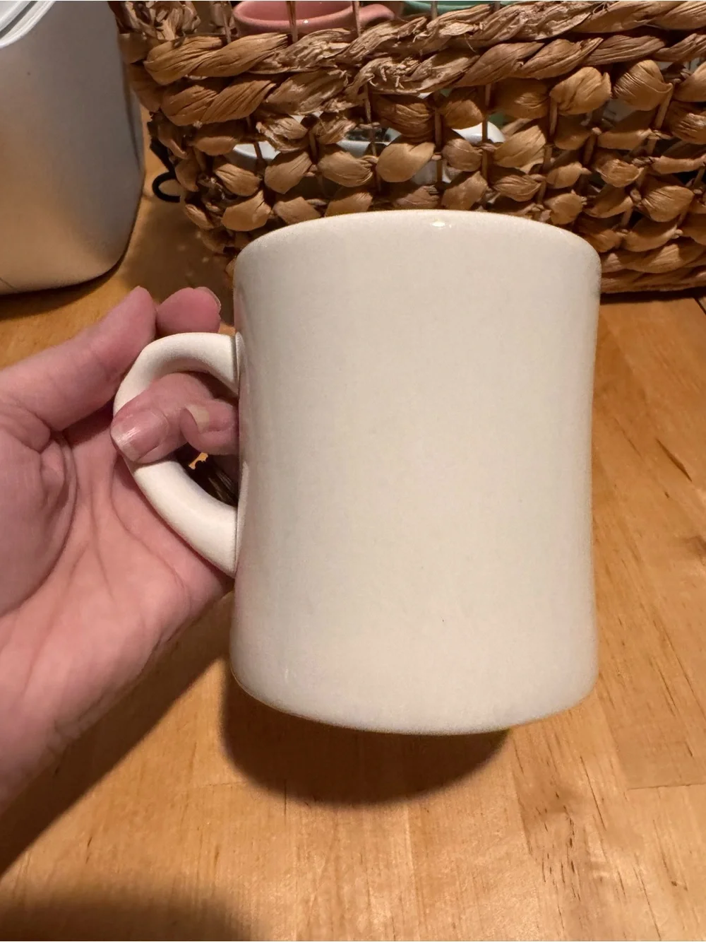 White Ceramic Coffee Mug with Snoopy Joe Cool’s Coffee Shop